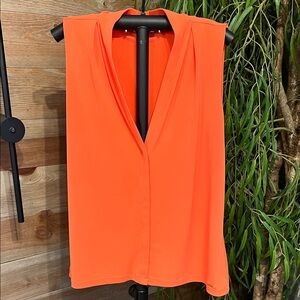 Calvin Klein Orange v neck sleeveless knit tank blouse XL